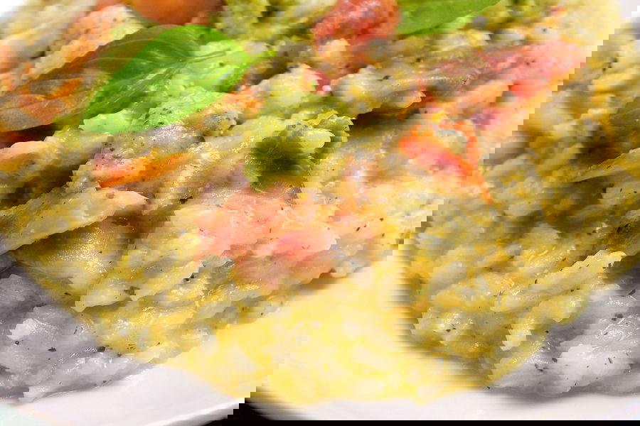 Risotto con crema di zucchine e speck