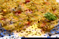 Risotto con melanzane, guanciale e zafferano