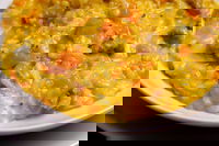 Risotto con zucca, salsiccia e gorgonzola dolce