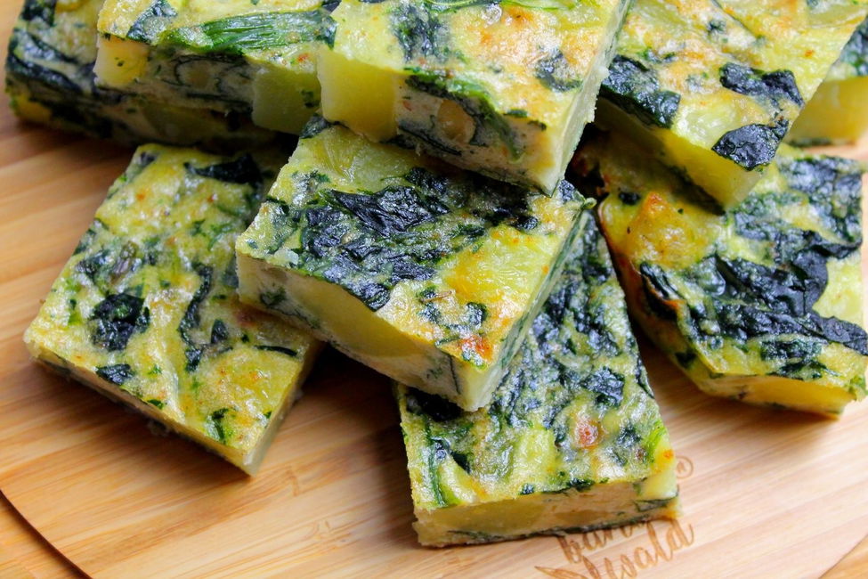 Frittata al forno con spinaci, patate e cipolle