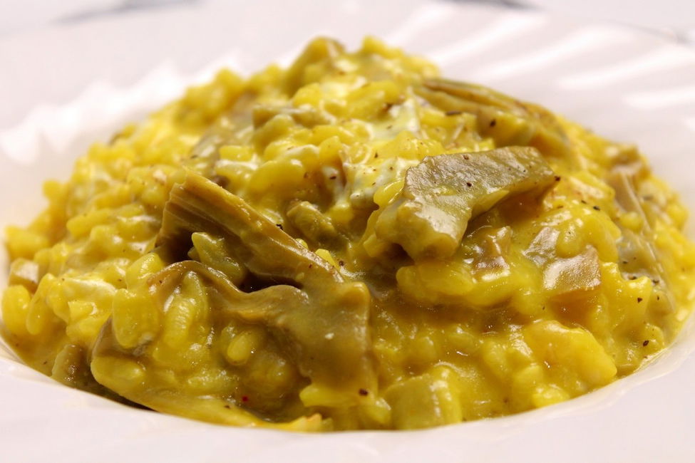 Risotto con carciofi, Philadelphia e zafferano
