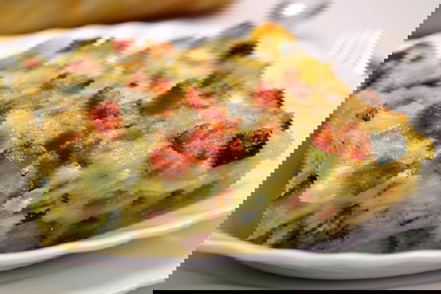 Lasagne bianche con zucchine, pancetta e Brie