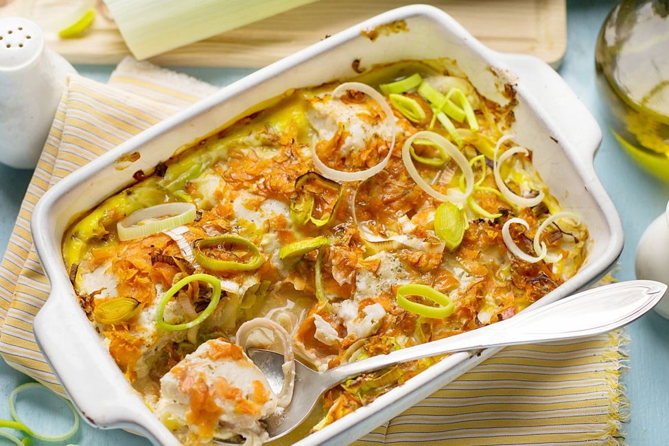 Sformato di baccalà con porri e carote