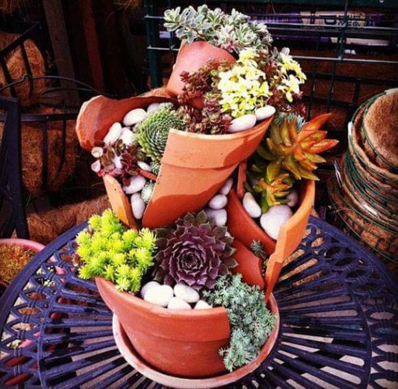 Giardini delle Fate: ecco come realizzare una composizione floreale con dei vasi rotti