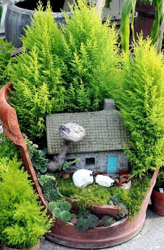 Giardini delle Fate: ecco come realizzare una composizione floreale con dei vasi rotti