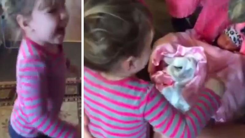 Bimba di 2 anni incontra per la prima volta la sorellina appena nata. La sua felicità è incontenibile!