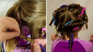 Avvolge i capelli della figlia nelle cannucce. Quando il papà le scioglie i capelli…il risultato è stupendo!