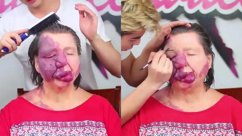 Una malattia le deturpa il volto: il figlio la trucca e la trasforma in modo stupendo