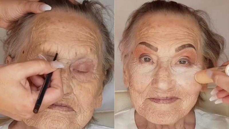 Trucca la nonna 81enne e mostra a tutti che la bellezza non ha età