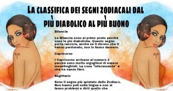 La classifica dei segni zodiacali dal più diabolico al più buono