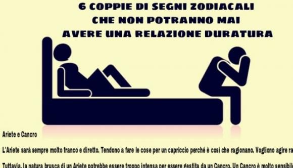 6 coppie di segni zodiacali che non potranno mai avere una relazione duratura