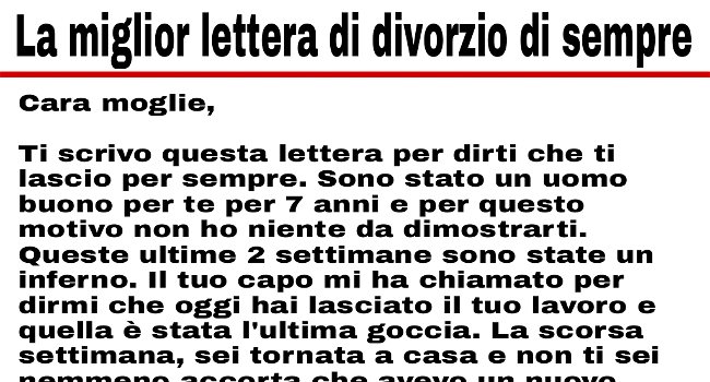 La miglior lettera di divorzio di sempre!