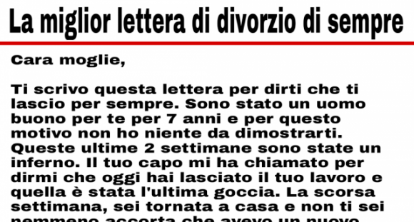 La miglior lettera di divorzio di sempre!