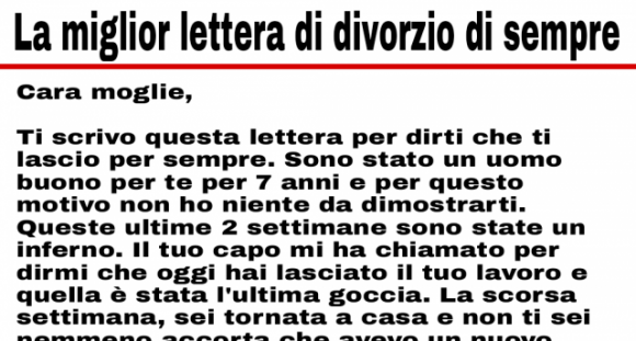 La Miglior Lettera Di Divorzio Di Sempre 8808