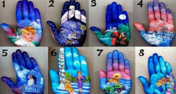 Scegli un disegno dipinto sulla mano e scopri qualcosa di interessante su di te