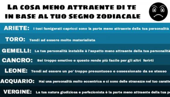 La cosa meno attraente di te in base al tuo segno zodiacale