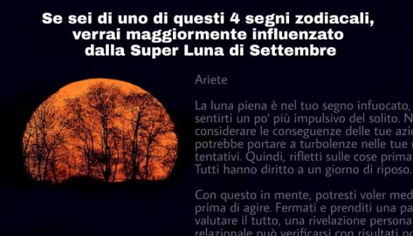 Se sei di uno di questi 4 segni zodiacali, verrai maggiormente influenzato dalla Super Luna di Settembre