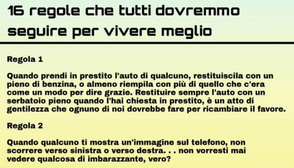 16 regole che tutti dovremmo seguire per vivere meglio