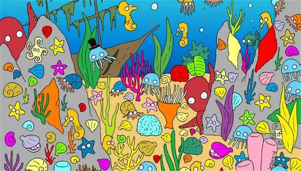 Riesci a trovare il pesciolino in fondo al mare? Mettiti alla prova con questo rompicapo