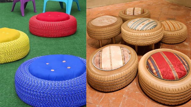 Come realizzare pouf da giardino con vecchi pneumatici