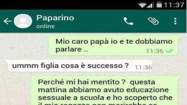 Mio caro papà, io e te dobbiamo parlare: perché mi hai detto che il mio compagno..