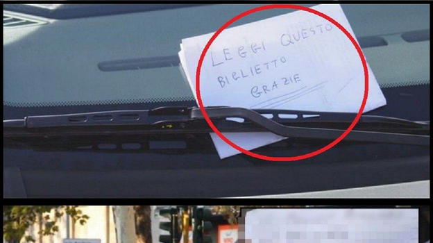 Parcheggia l’auto e al suo ritorno trova un biglietto anonimo: c’era scritto di..