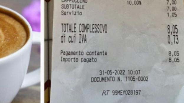Cappuccino di 8€. Turista non paga e chiama la Finanza