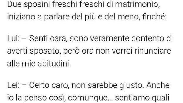 (Barzelletta FANTASTICA) Due sposini freschi di matrimonio