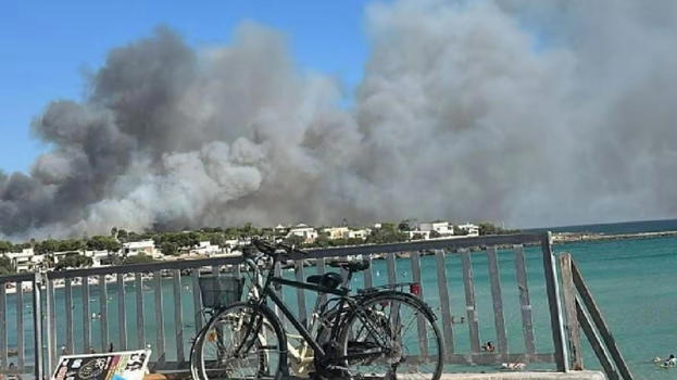 Italia, incendio sulla spiaggia: bagnanti in fuga