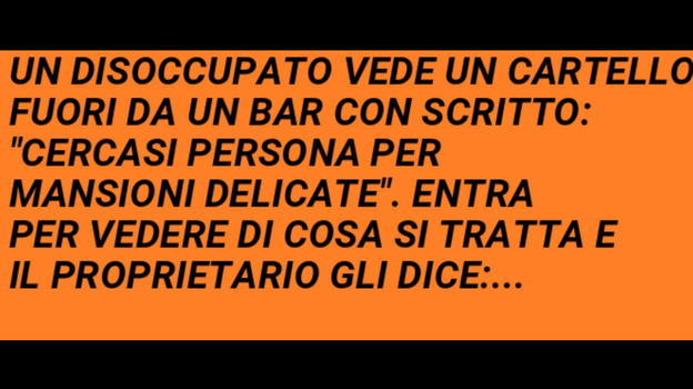 Un disoccupato vede un cartello e decide di presentarsi