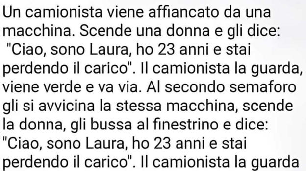 Un camionista viene affiancato da una donna