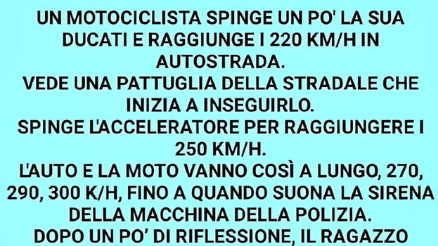 Un motociclista spinge un pò la sua moto e raggiunge i 220km/h