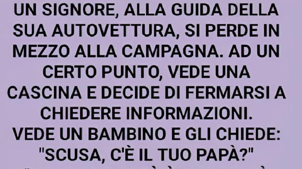 Un signore alla guida della sua autovettura, si perde in mezzo alle campagne