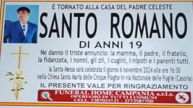 Italia in lutto, Santo è venuto a mancare a soli 19 anni