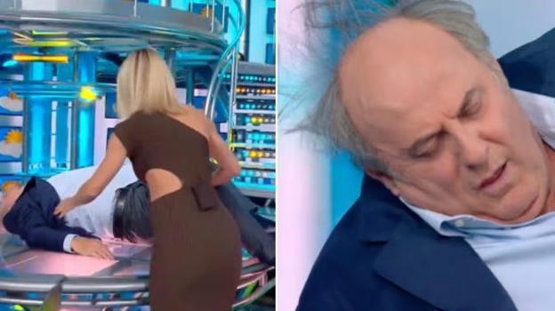Gerry Scotti cade dalle scale a Striscia la notizia: cos’è successo