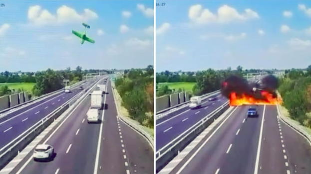 Dramma in Italia: aereo precipita in autostrada