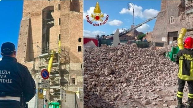 Roma, crollo ai Fori Imperiali: ci sono persone sotto le macerie