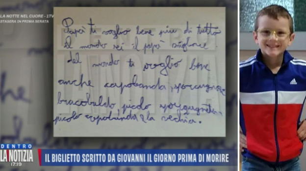 Giovanni sgozzato dalla mamma, la lettera scritta al papà il giorno prima di spirare