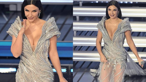 Elettra Lamborghini, incidente hot in diretta: l’abito si sposta e si vede tutto