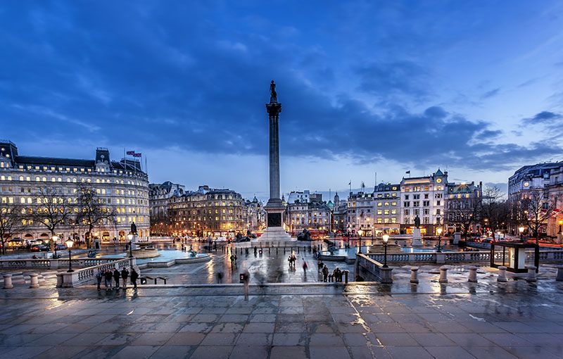 Trafalgar Square e la National Gallery di Londra