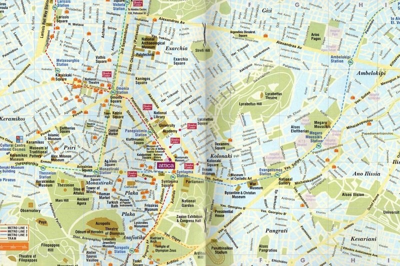 Una cartina di Atene, utile per orientarsi una volta arrivati in città