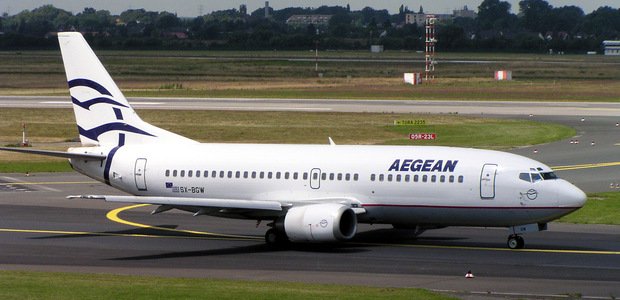 Un aereo della Aegean Airlines, la più grande compagnia aerea della Grecia