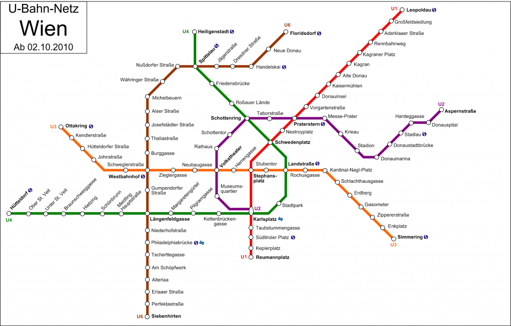Mappa della metro che si snoda per Vienna