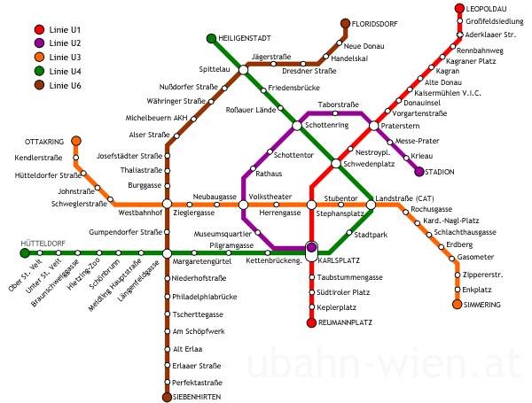 La mappa della metropolitana di Vienna