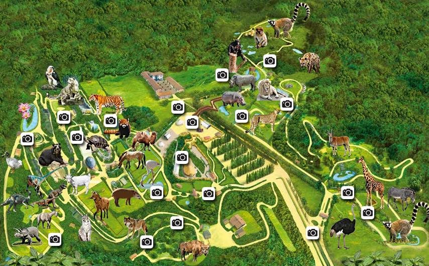 Mappa del Parco Natura Viva, con tutti i punti in cui è possibile effettuare fotografie