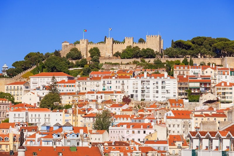 Castello di San Giorgio, visto dal centro di Lisbona