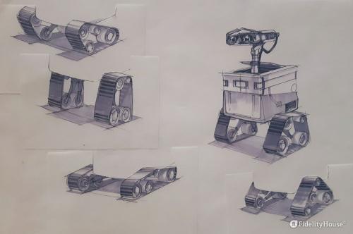 Schizzi preparatori di Wall-E, personaggio Pixar